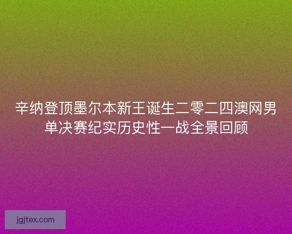 辛纳登顶墨尔本新王诞生二零二四澳网男单决赛纪实历史性一战全景回顾