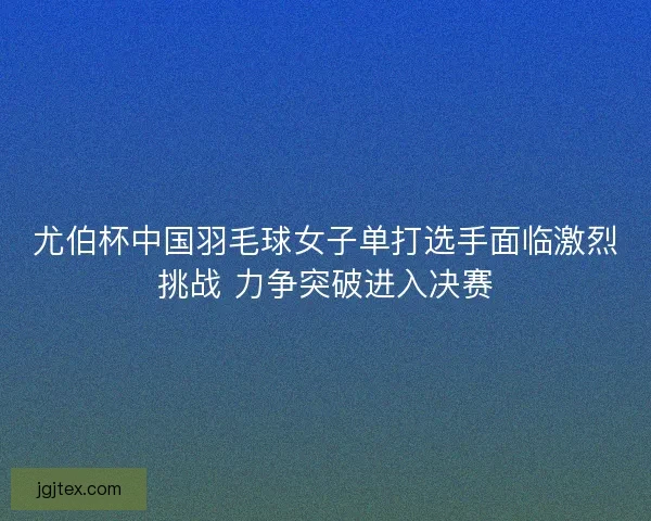 尤伯杯中国羽毛球女子单打选手面临激烈挑战 力争突破进入决赛